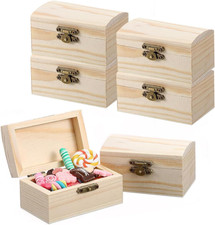 Holzkiste Klein, Hölzernes Schatztruhe Box, Rechteckige Holzschatzkiste, Mini Sc