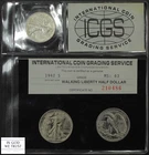 1942 S Walking Liberty Silver Half Dollar 50C Old Photo Certificate ICGS MS 63