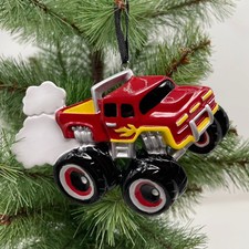 Personalized Monster Truck Red and Black in Baby's First Ornament Christmas