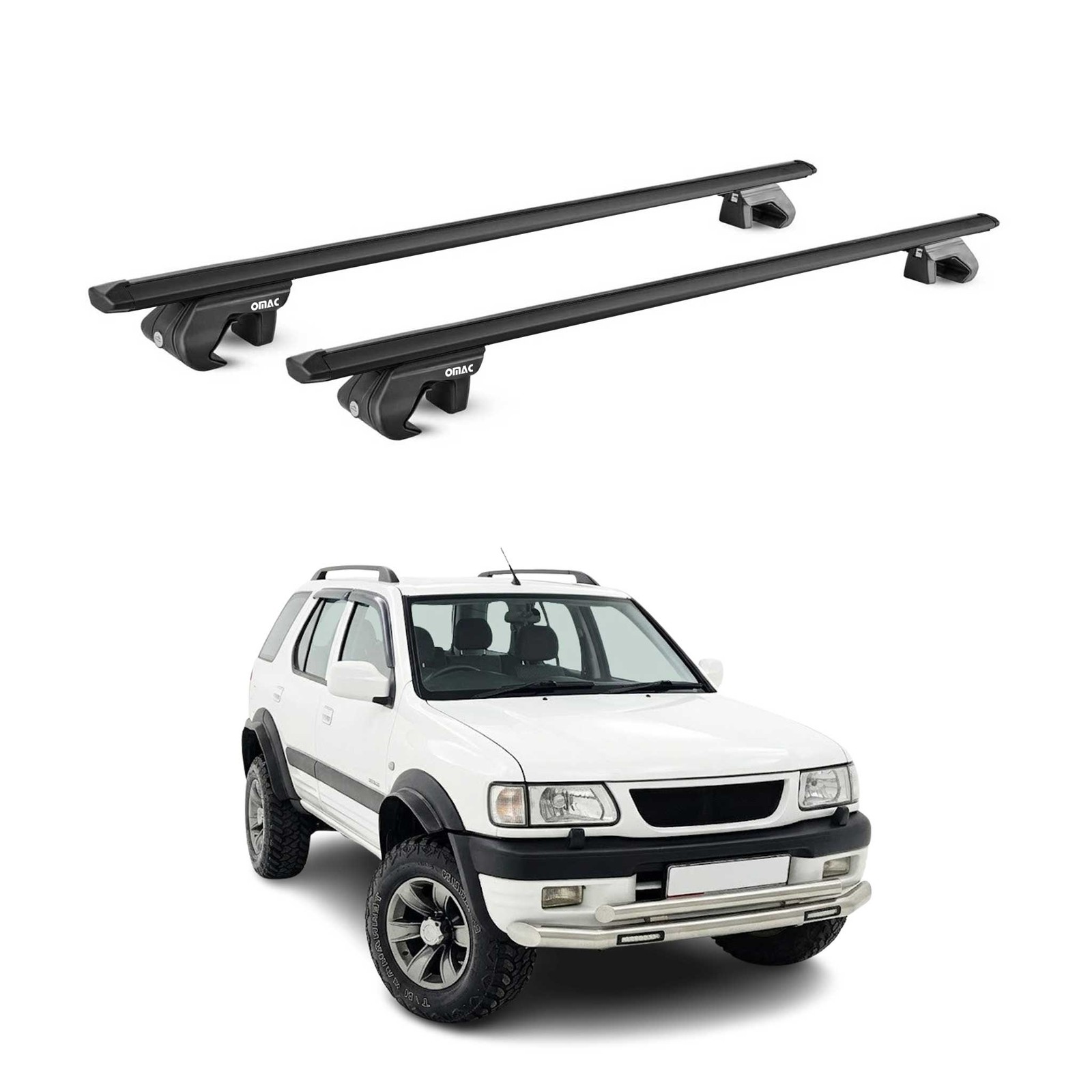 Barres de toit Opel Frontera 1991-2004 en aluminium noir anti sifflement