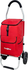 Ultra-Lightweight Red Foldable Shopping Cart for Groceries Large 42L Capacity Ru