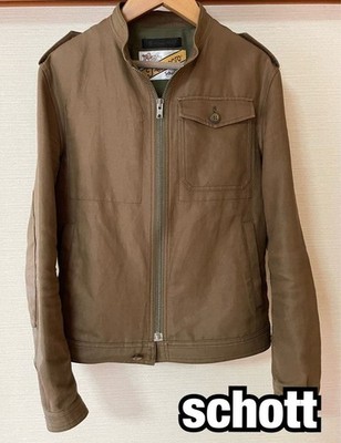 Schott Zip Up Jacket Women's Unisex Inner Pocket Size 2 58cm 47cm