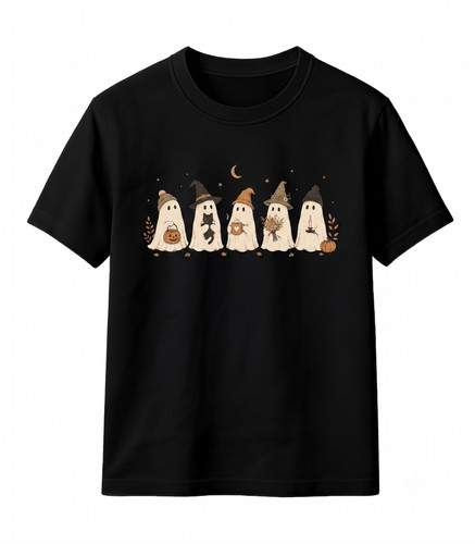 Boho Halloween Ghost Shirt Cute Spooky Season Tee Minimalist Fall Autumn Graphic