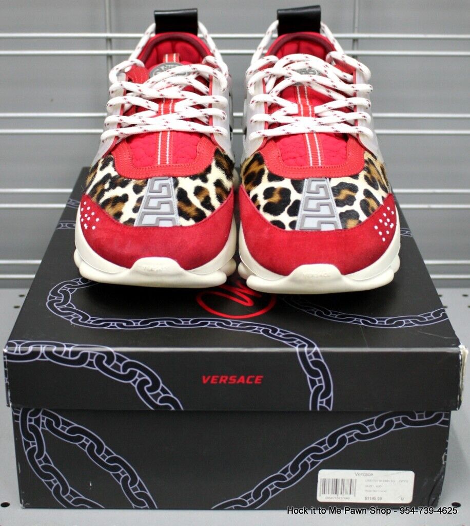 new VERSACE Chain Reaction Red Wild Leopard low chunky sneaker