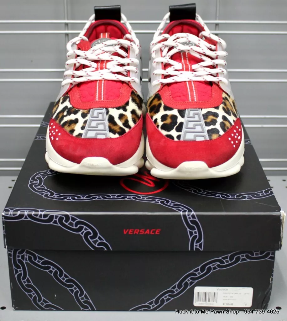 VERSACE Chain Reaction Red Wild Leopard sneaker DSU7071E DMV1G