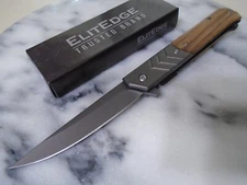 ElitEdge Assisted Open Pocket Knife Fancy Wood 420C SS Folder 10-A106WD 9" OA