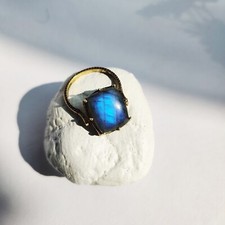 natural labradorite sterling silver ring size 7