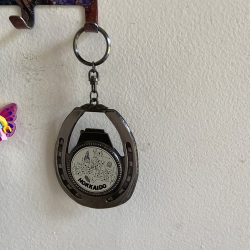 HOKKAIDO HORSESHOE KEY CHAIN Full 3x2 - MAP ON 1 SIDE & A HORSE ON OTHER, JAPAN - Picture 3 of 4
