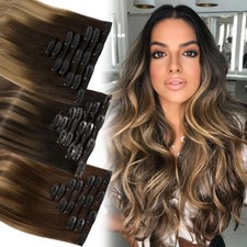 Clip In Human Hair Extensions 8PCS 18CLIPS 100 Remy Hair Balayage Full Head