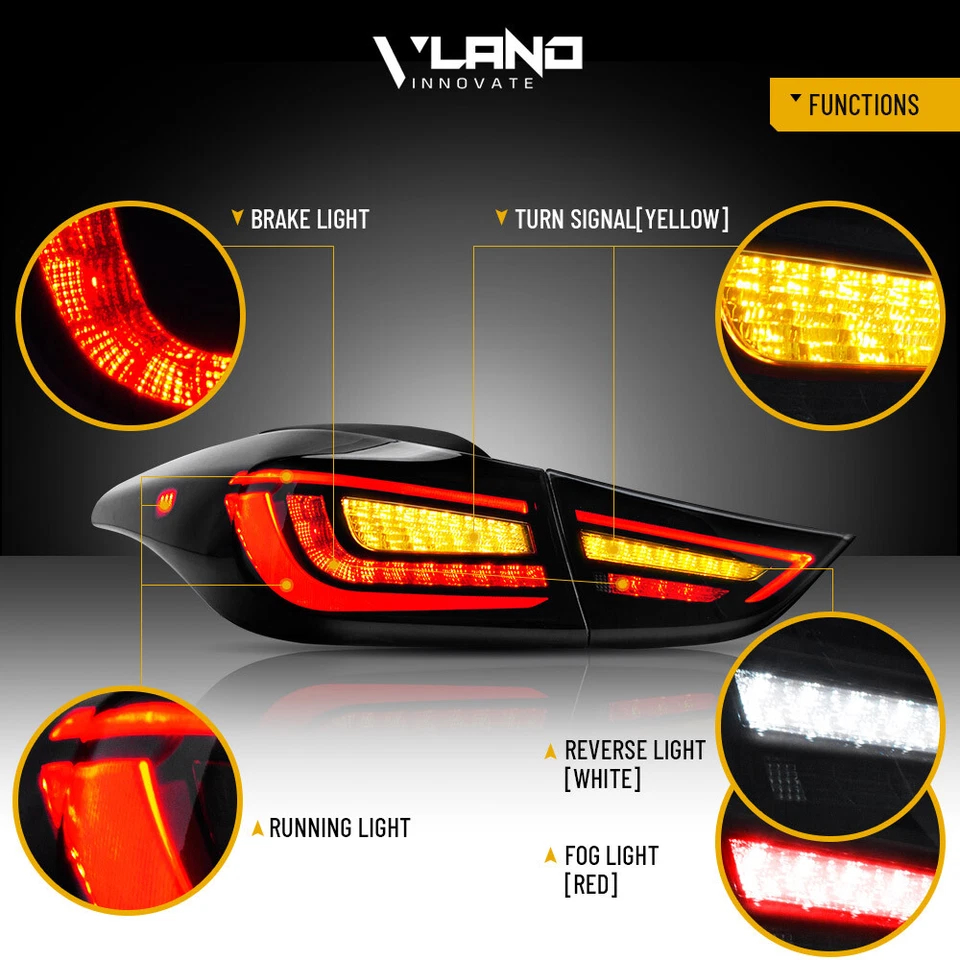 Светодиодные задние фонари для Hyundai Elantra 2011-2015 красные задние фонари последовательные фары - Изображение 2 из 4