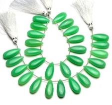 Natural Chrysoprase Chalcedony 25x10MM Size Smooth Pear Shape Briolette Beads 7"