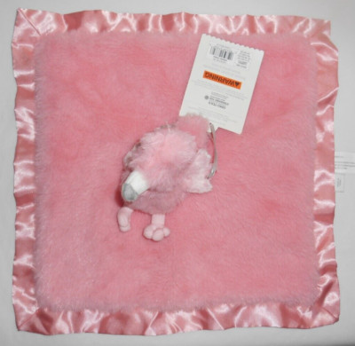Cloud Island Pink Flamingo Baby Lovey Security Blanket Satin Back 14'' square