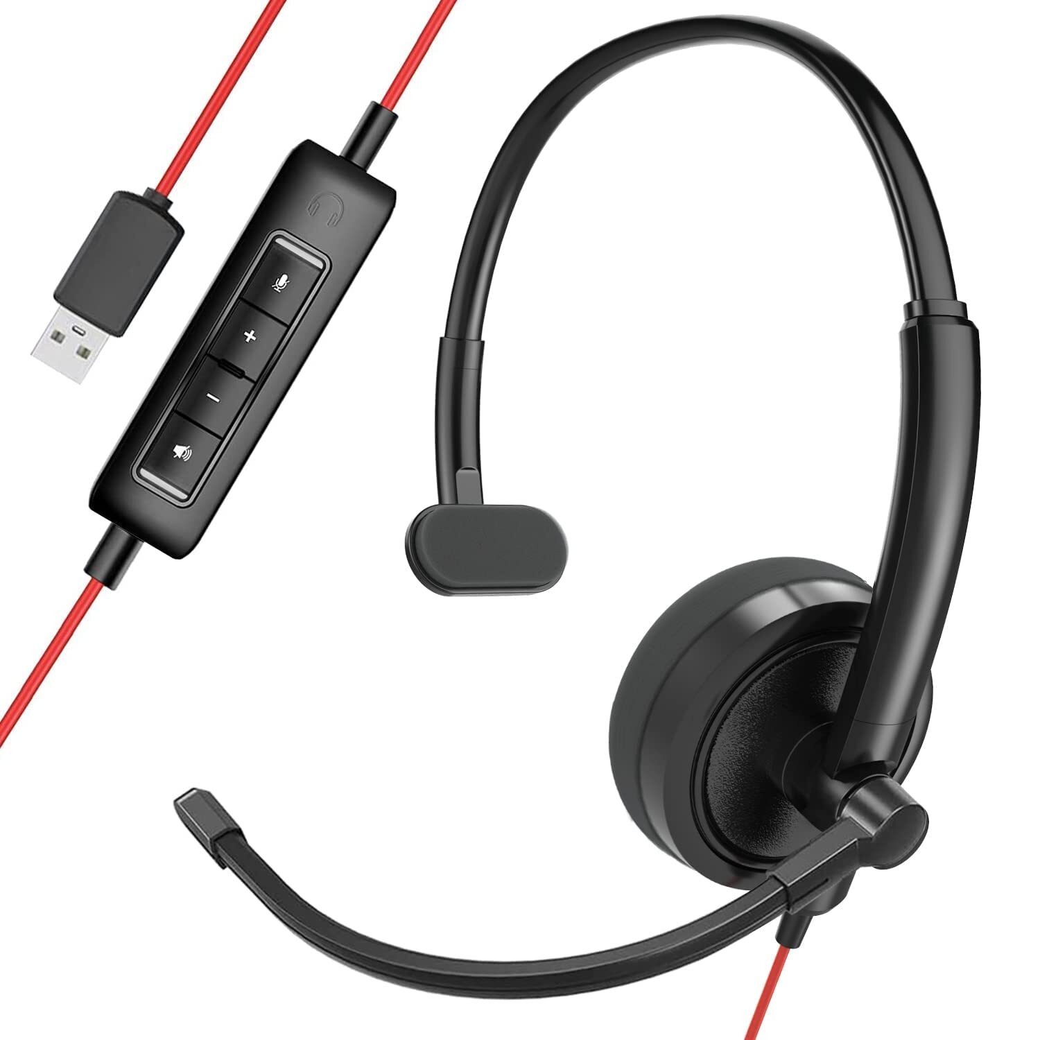 HROEENOI Premium USB Wired Headset with Noise-Cancelling Microphone Ideal for...