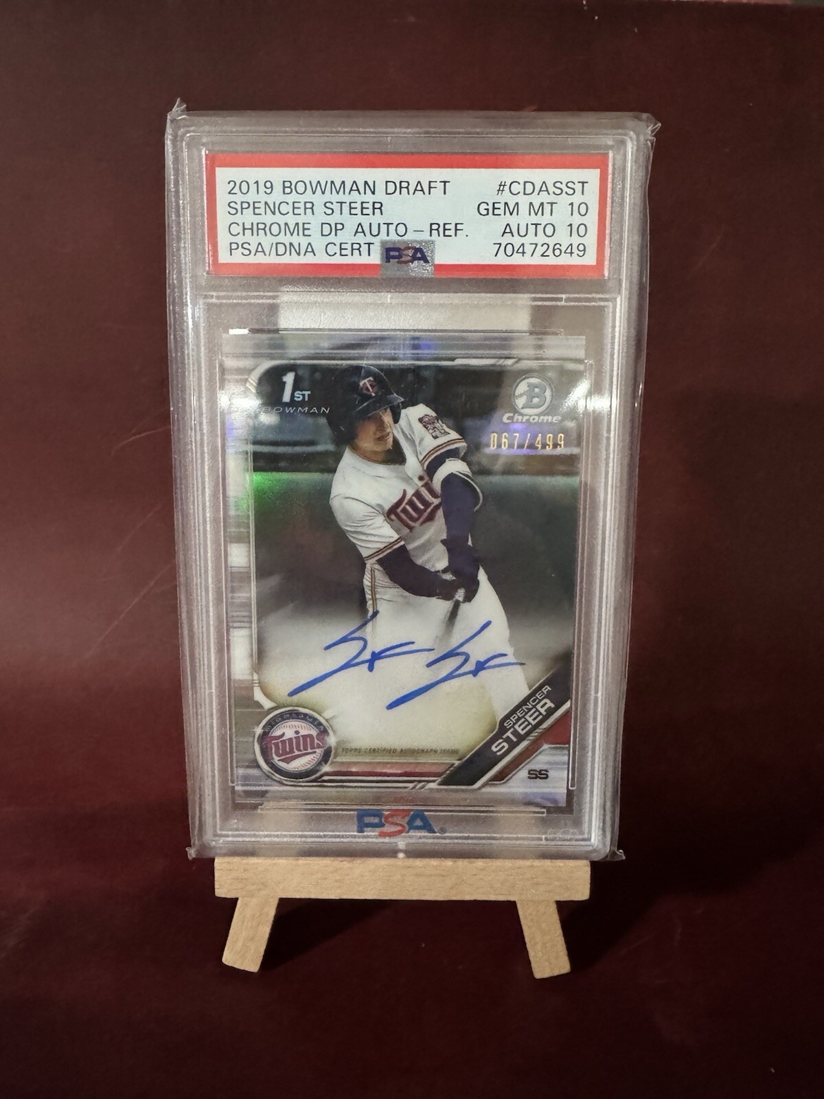2019 1st Bowman Chrome Spencer Steer Refractor Auto /499 PSA 10 AUTO 10