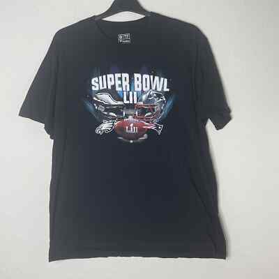 Super Bowl LII Eagles vs Patriots T Shirt Mens XL Black