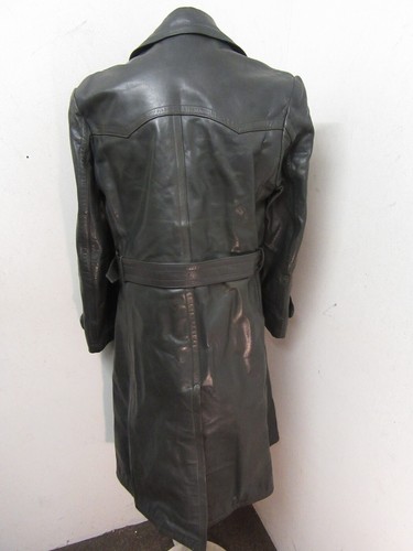 VINTAGE WW2 GERMAN LEATHER OFFICERS HEAVY TRENCH COAT JACKET SIZE M - Picture 8 of 20
