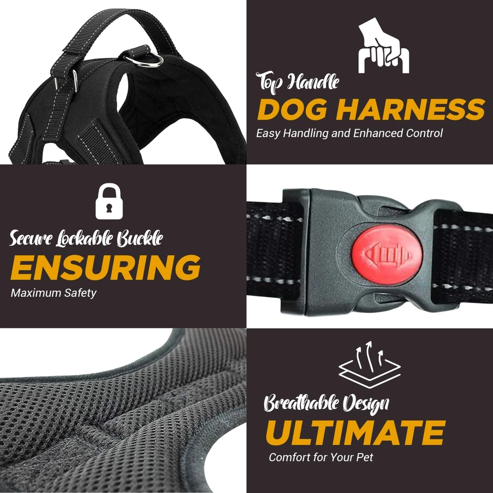 No-Pull Reflective Padded Dog Harness Adjustable for Small Medium Large Breeds