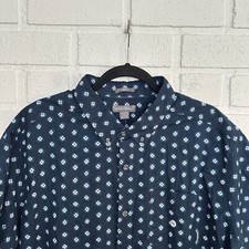 Eddie Bauer Button Up Short Sleeve Mens XXL Navy Blue All Over Print NWT