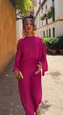 ZARA SATIN DRESS WITH BACK NECKLINE DETAIL MAGENTA SS24 SIZES XS-XL REF 7969/036