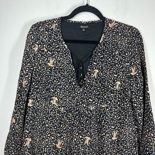 Vestido corto Madewell poliéster negro seda fiesta cachemira manga larga para mujer 2 - Imagen 3 de 11