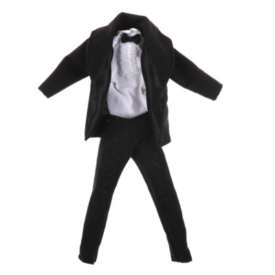1 set Formal Suit Black Bowtie Wedding Groom Clothes Tuxedo For  Ken-lk
