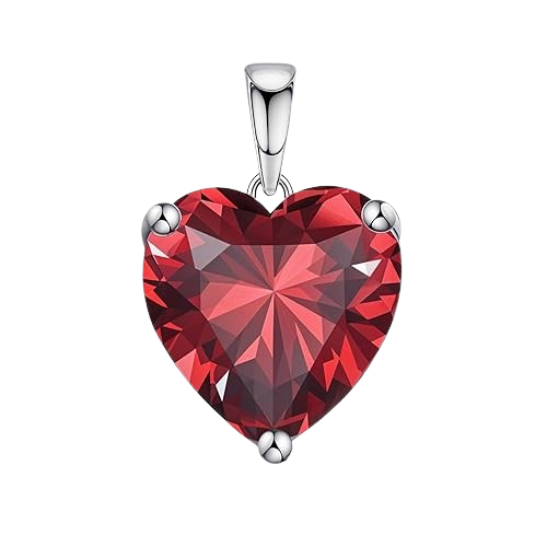 925 Sterling Silver Heart Solitaire Sparkling Zirconia Pendant locket 9mm Red