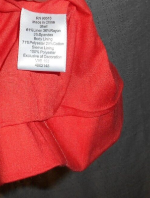 COLDWATER CREEK sz 16 CORAL linen blend JACKET long sleeve 3-D