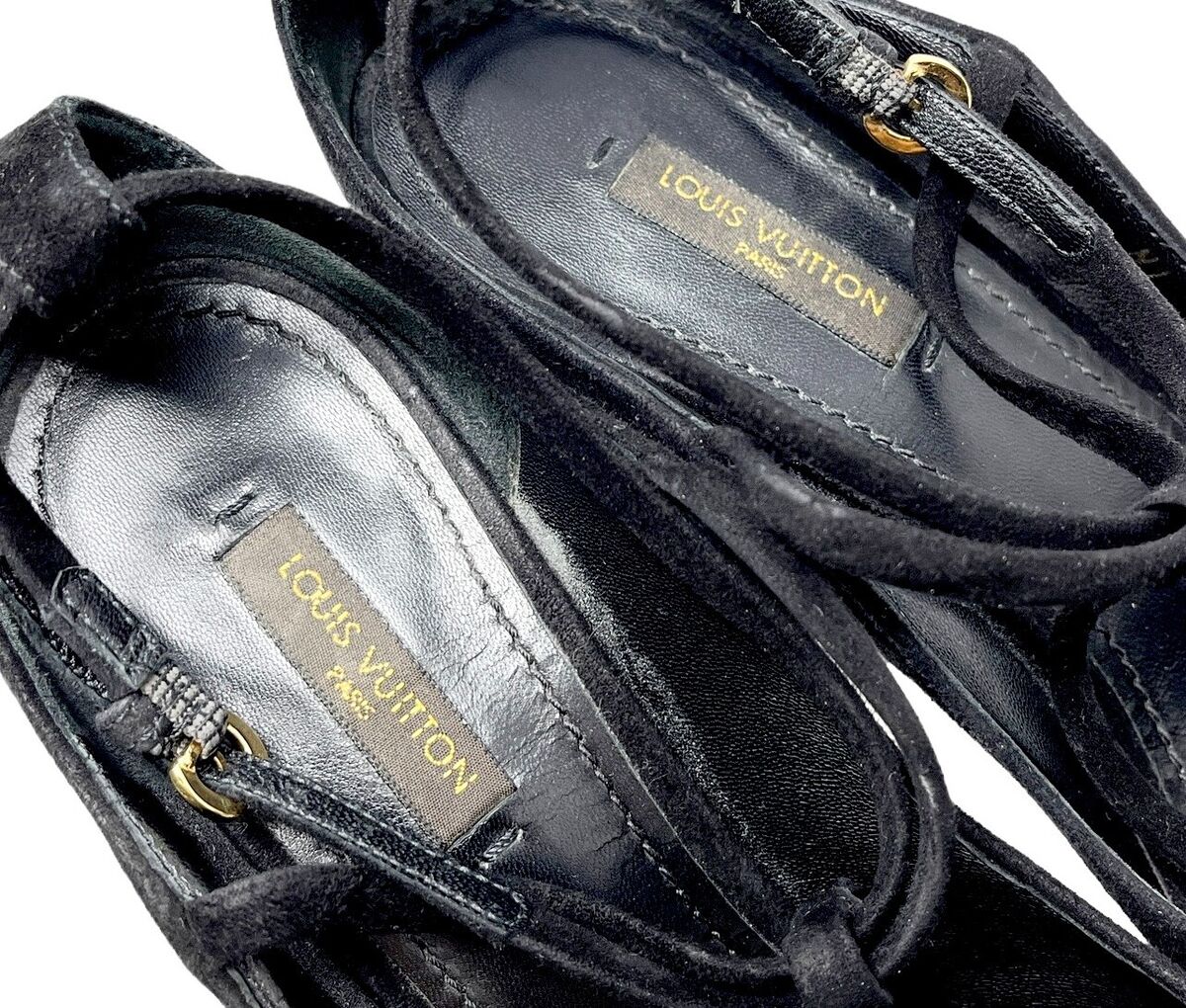 LOUIS VUITTON Vintage Logo Sandals #37 US6.5 Ribbon Black LOUIS VUITTON Vintage Logo Sandals #37 US6.5 Ribbon Black