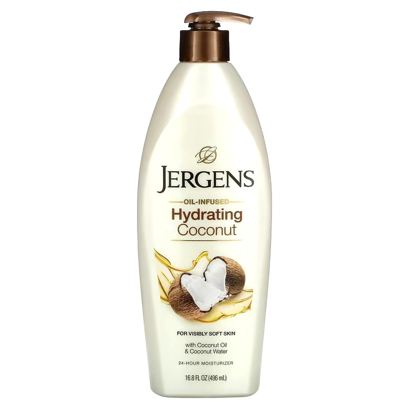 Lotion coco Jergens stop peau sèche tiraillements hydratation 496ml