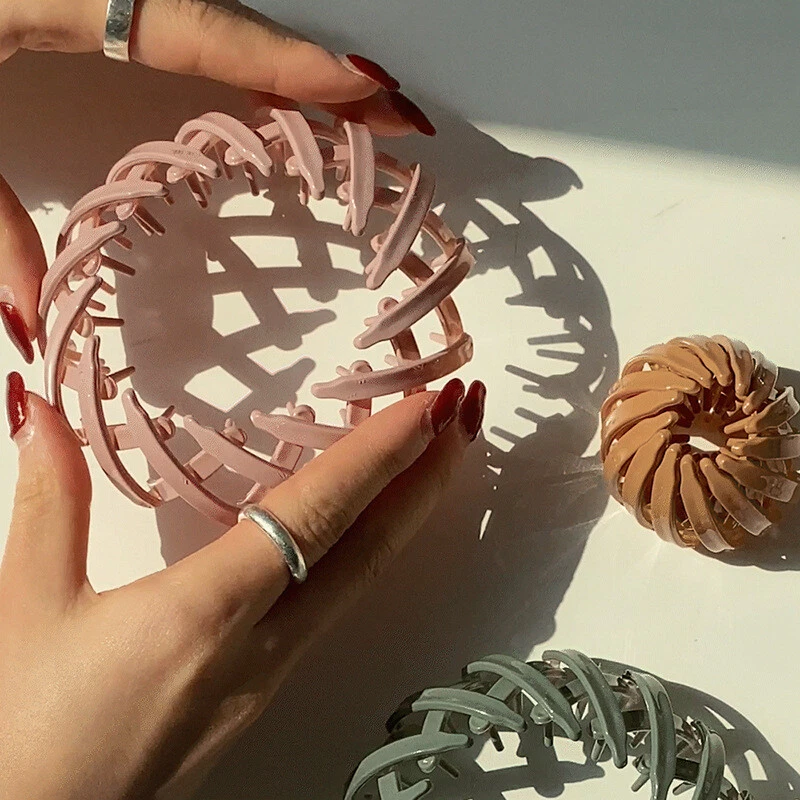 Horquilla expandible para mujer nido de pájaro cola de caballo soporte para moño clip agarre con garra Foto 4 de 4