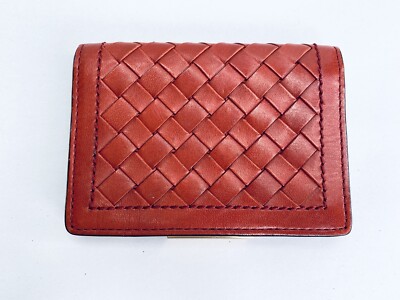 New Sazaby Red Interlaced Leather Mesh Small Bifold Wallet