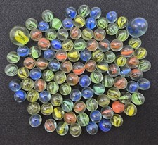 Cats Eye Marbles Lot of 100 5/8" Plus 2 Shooters 1" Red Blue Green Yellow