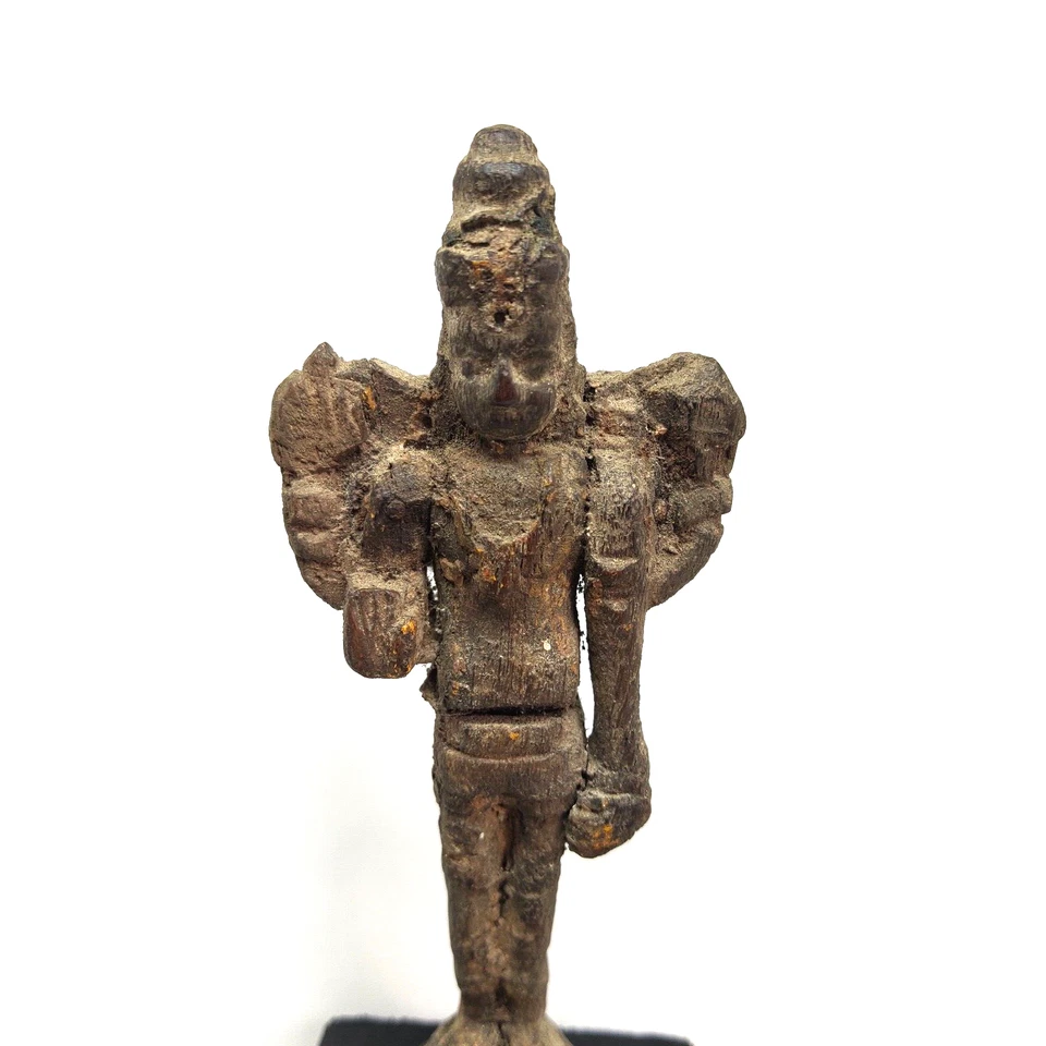 Antigua estatua del Señor Shiva 5" mini dios hindú indio escultura de madera para altar Foto 2 de 4