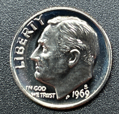 1969 S Roosevelt PROOF Dime FROM PROOF SET With Free Shipping