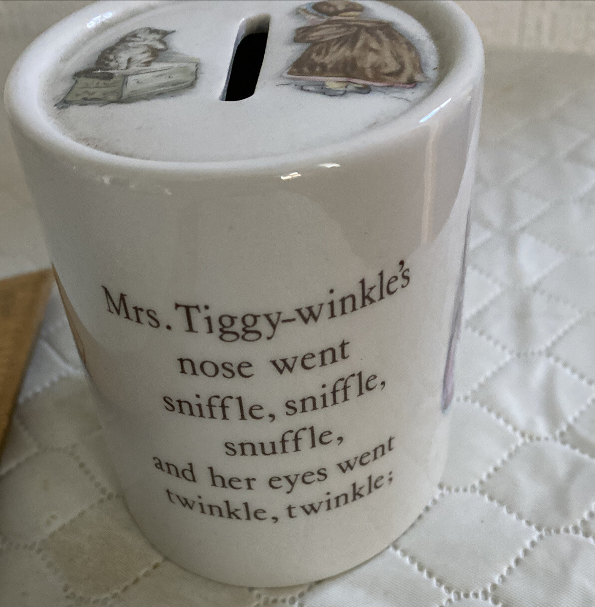 Wedgwood Beatrix Potter Money Box Oval Tiggywinkle. Missing