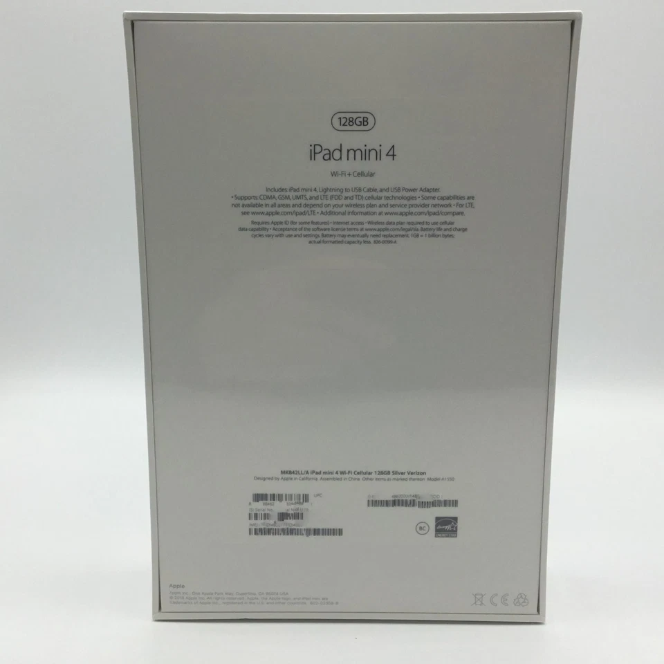 Apple iPad mini 4 A1550 128GB Wi-Fi+Cellular Unlocked - Silver (MK842LL/A) - Image 3 of 3