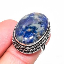 Blue Sodalite Gemstone 925 Sterling Silver Handmade Jewelry Ring Size 6 US 