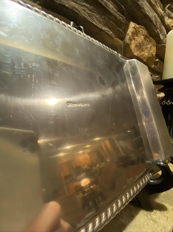 Reed & Barton Pewter Aluminum 3 Divided Tray Banded Platter 17.5” - Image 3 of 4