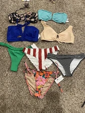 Set 8 Women's Bikini Bottoms & Top Separates - SMALL Shade & Shore MIX MATCH #e3