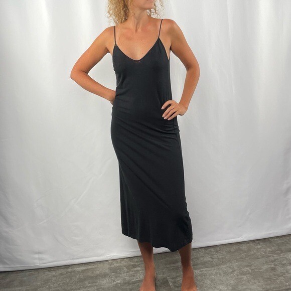 Le Fay Summer Midi Dress in Black Size Small Gem