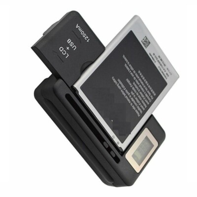 Universal External Mobile Phone Battery Desktop Charger Kit USB Port LCD  Display
