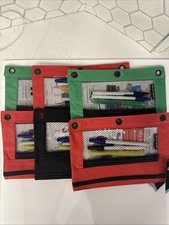 Binder Pencil Pouch for 3 Ring Binder - 6 Pack Zippered 7x10 In