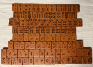 Lot of 112 Vintage Mahjong Bakelite Butterscotch Tiles