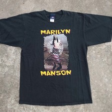 Vintage Marilyn Manson American Flag Bootleg T Shirt Size Large