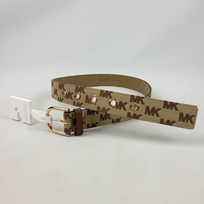 Michael Kors Womens Medium Brown Tan Gold Monogram MK Logo  display picture 2