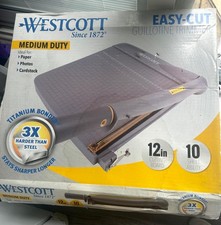Westcott Easy-Cut Manual Guillotine Trimmer 12 in Cut, 10-Sheet, Plastic