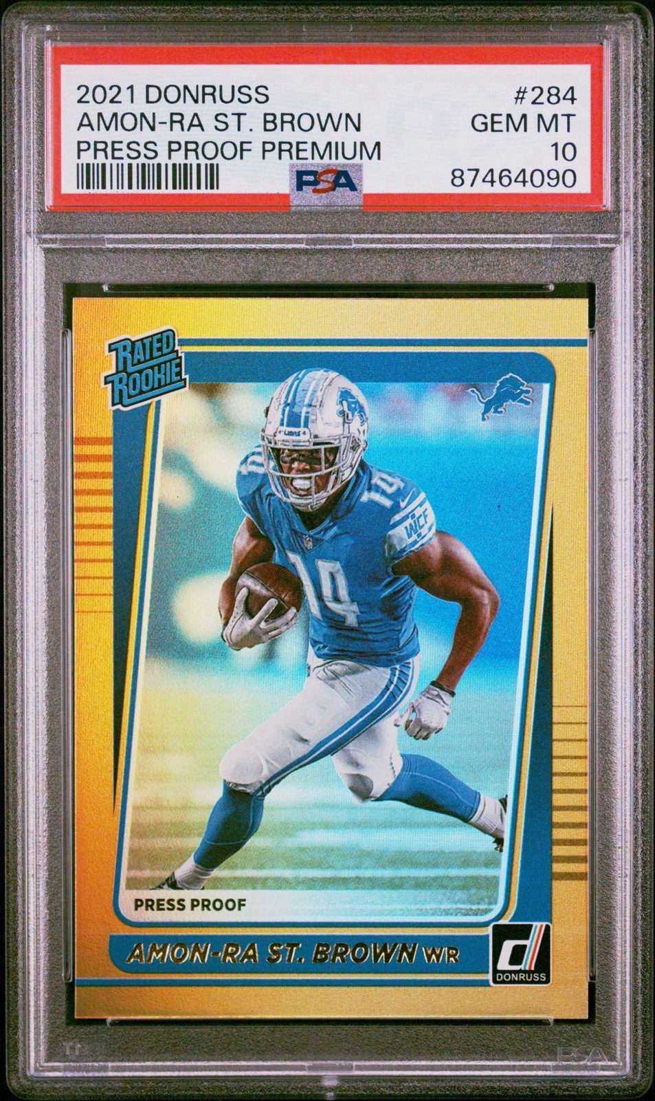 2021 Donruss Amon-Ra St. Brown #284 Press Proof Premium Rookie PSA 10 Lions