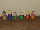 Vintage Lot of 6 Fisher Price Little People Wood Figures