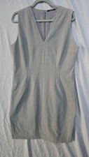 Tahari Dress Womens Medium Gray Sleeveless V Neck Sheath Lined Workwear Office