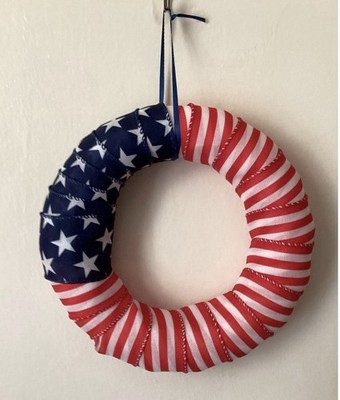 Stars and Stripes Ribbon Wreath: 4th July Patriotic Decoration, Flag,Handcrafted